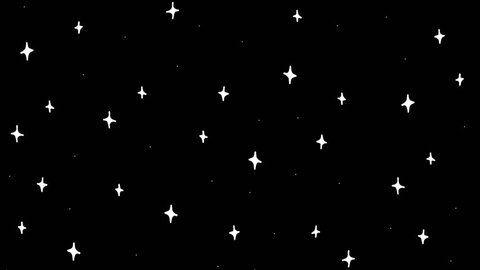 2d animation white stars. Hand drawn space and galaxy. Pre-rendered with alpha channel in a QuickTime(PNG) with 4K resolution. For background video footage tv or digital graphics