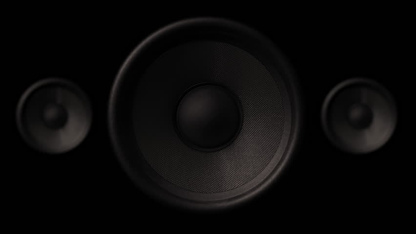 3X Loudspeaker, Close Up Pumped sound waves, 4K membrane Black Royalty-Free Stock Footage #1016340337