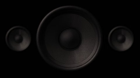 3X Loudspeaker, Close Up Pumped sound waves, 4K membrane Black