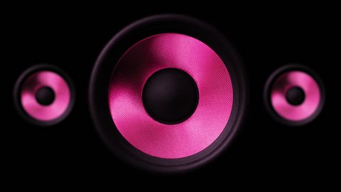 3X Loudspeaker, Close Up Pumped sound waves, 4K membrane Metallic Pink