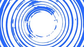 Blue swirl of paint or ink in rings around center circle spinning & rotating with a seamless loop in a CGI high definition backdrop white background motion video clip