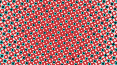 Red and teal pop art circles and dots background with a bubble pattern spinning in a CGI high definition colorful backdrop motion video clip
