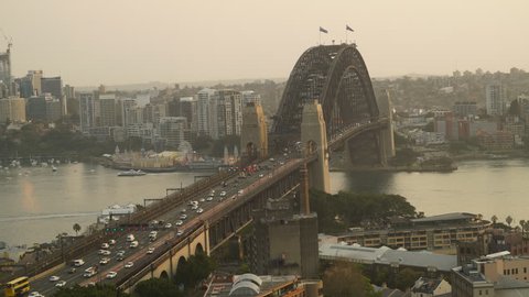 Time lapse of golden hour scene at Sydney city skyline. Straight out of camera (SOOC) quality. 