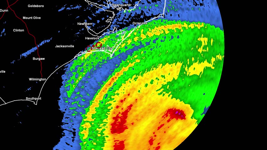 Hurricane Florence on weather radar and satellite screen