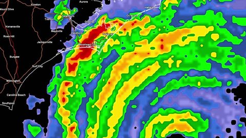 Hurricane Florence on weather radar and satellite screen