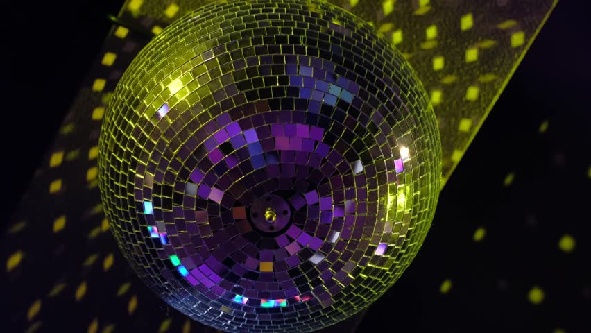 Disco ball at party on black background. 4k uhd | Shutterstock HD Video #1016351812