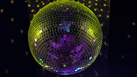 Disco ball at party on black background. 4k uhd