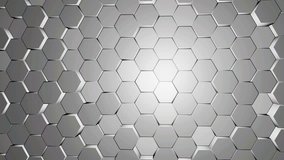 White And Grey Hexagon Background Texture motion video. 3d render hexagon moving.