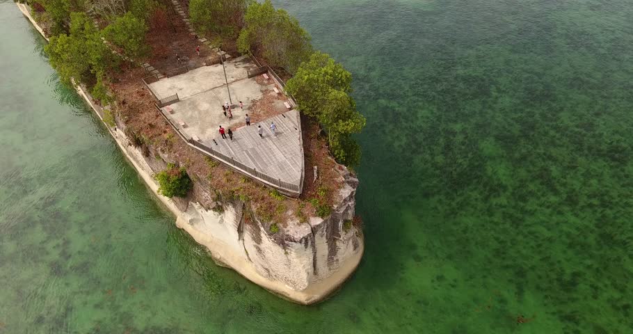 An aerial view video Supirak Island,Pitas,Sabah,Malaysia. Amazing island like big ship in the Kg Malubang,Pitas,Malaysia