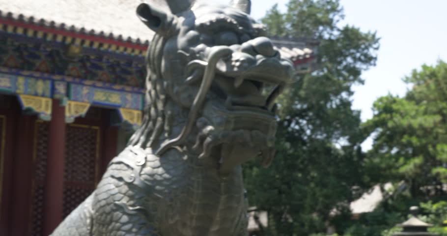 Beijing China Forbidden City Bronze Dragon Statue
