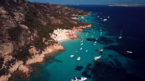 Video from above. Aerial view of the beautiful Spargi Island in Sardinia, Italy.