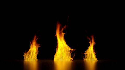 3d burning ground, flaring fire flame, isolated on black background