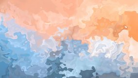 abstract animated stained background seamless loop video - watercolor splotch effect - blush blue, salmon pink and peach orange color

