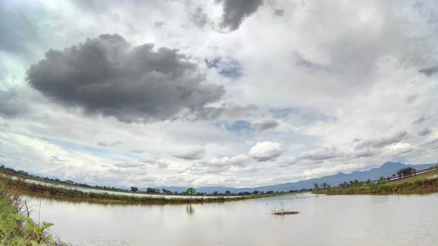 Timelapse of clouds moving on top of big ponds