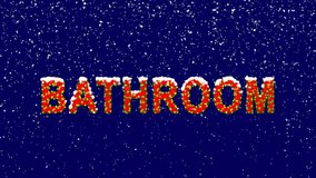 New Year text text BATHROOM. Snow falls. Christmas mood, looped video. Alpha channel Premultiplied - Matted with deep blue RGB(04:00:5B)