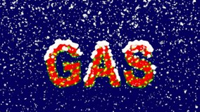 New Year text text GAS. Snow falls. Christmas mood, looped video. Alpha channel Premultiplied - Matted with deep blue RGB(04:00:5B)
