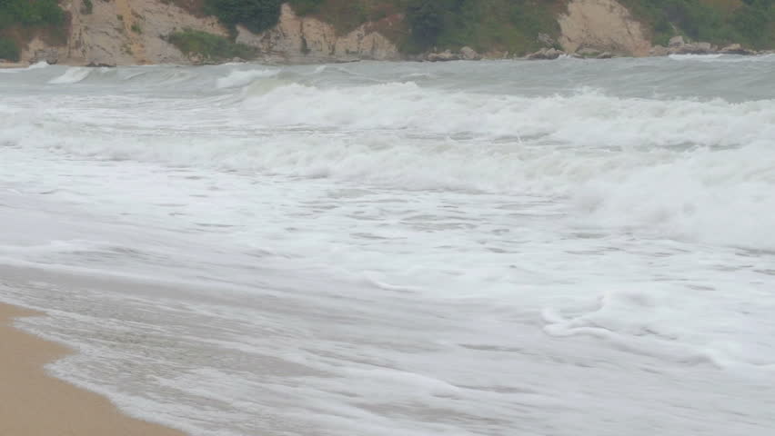 storm waves roll on the beach