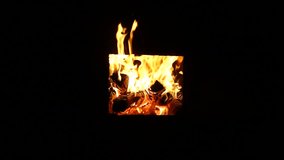 A beautiful slow picture of burning firewood. Slow motion video.