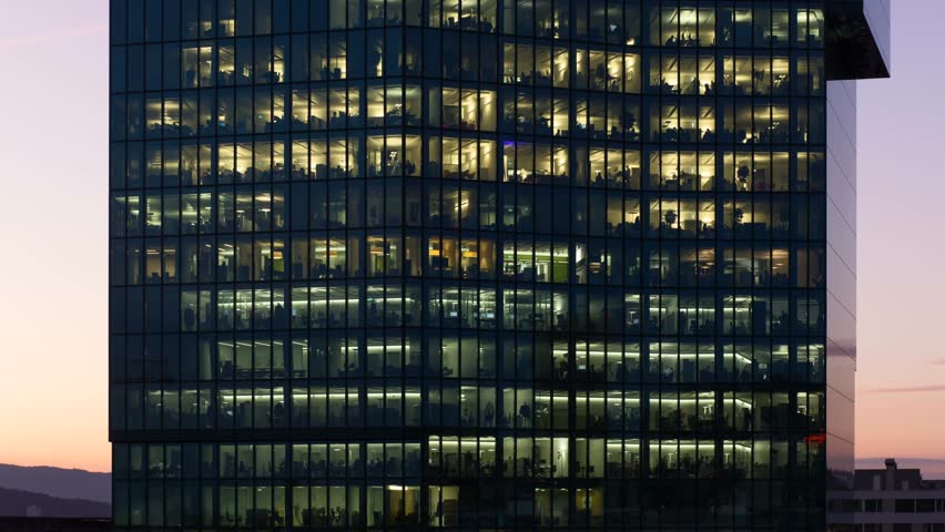 Sky scraper office window in the Prime Tower time lapse at night. This video was taken in Zurich Switzerland.