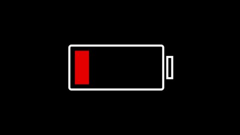 Charge icon on black background, battery is low