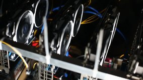 Cryptocurrency mining rack with graphics cards