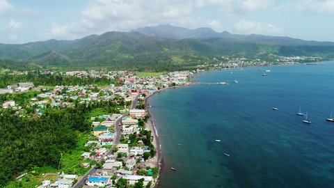 Aerial footage of Caribbean Island Dominica.