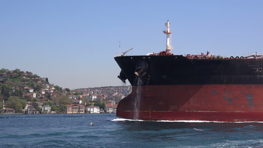 Cargo ship on the Bosphorus Strait,  Turkey, Istanbul
