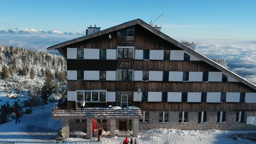 mountain hut in the winter