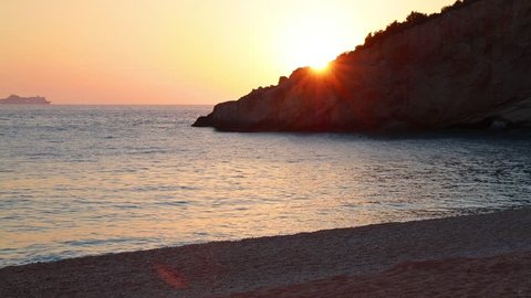Time lapse clip. Fantastic spring sunset on Porto Katsiki Beach. Great morning seascape of Ionian sea. Beautiful outdoor scene of Lefkada Island, Greece, Europe. Full HD video (High Definition).