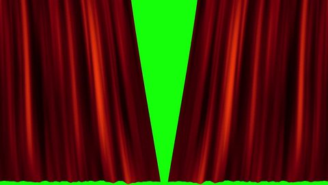 opening curtain with green background be hide for product announcement or graphic resource for beginning movie