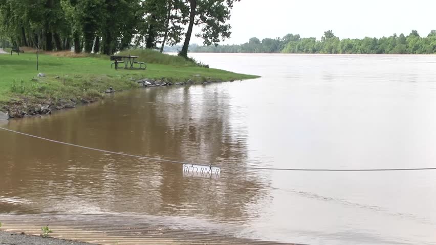 Red River reaches flood stage, May 25, 2015, Arthur Ray Teague Parkway, Bossier City, La., U.S.A.