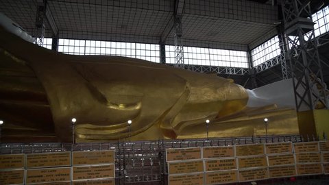BAGO, MYANMAR - AUGUST 19 : The Shwethalyaung Buddha, The Statue is a reclining Buddha, which has a length of 55 metres and height of 16 metres, is believed to have been built in 994 on August 19,2018