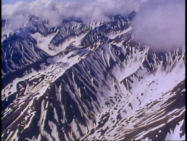 DENALI NATIONAL PARK, ALASKA, 1989, aerial, small airplane over the Alaska Range