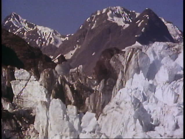 GLACIER BAY, ALASKA, 1989, Inside Passage, Glacier Bay, tops of the glacier