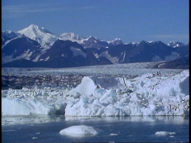 COLUMBIA GLACIER, ALASKA,1989, passing through ice filled waters, icebergs