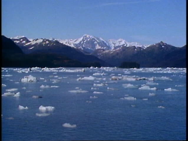 COLUMBIA GLACIER, ALASKA,1989, passing through ice filled waters, icebergs