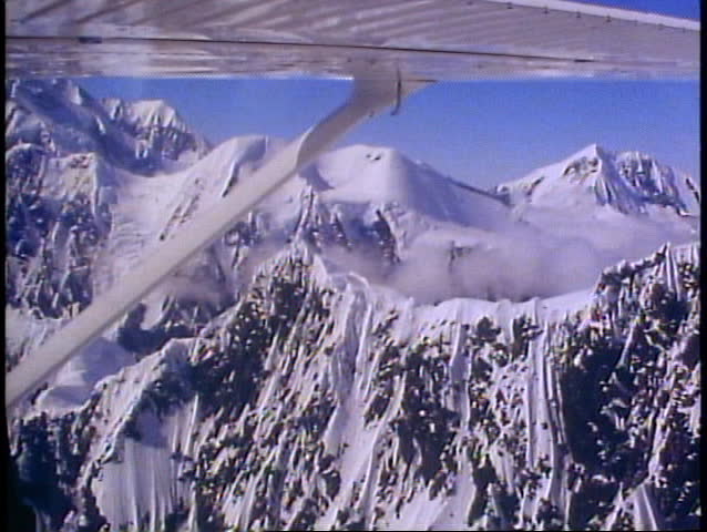 DENALI NATIONAL PARK, ALASKA, 1989, aerial, small airplane over the Alaska Range