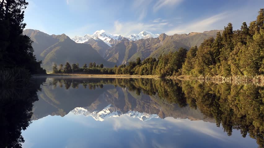 Lake Matheson, mid-morning, Westland National Park, New Zealand