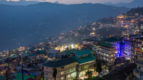 4K Time lapse of the cloudy day in Gangtok city, capital of Sikkim state, Northern India.
