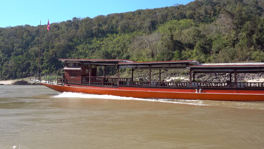 Slow boat down the Mekong River in Loas