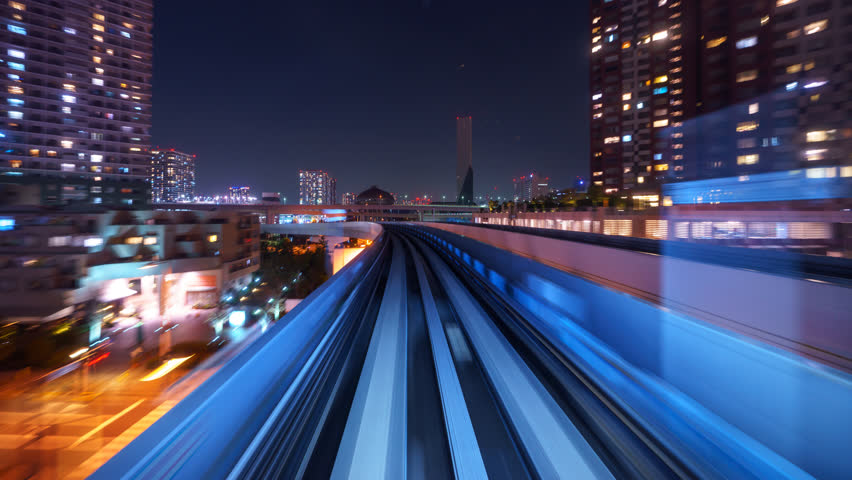 4K Time lapse of automatic train moving with motion blur, Tokyo, Japan  Royalty-Free Stock Footage #1016501098