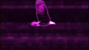 purple Neon bald Eagle fly cartoon seamless loop animation isolated on glitche background new quality unique handmade dynamic joyful colorful video animal bird footage