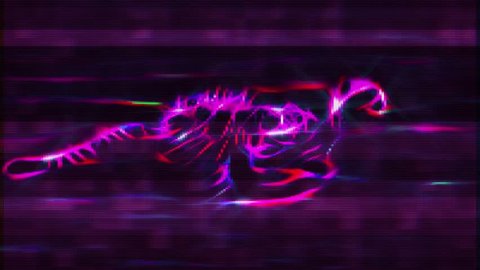 cheetah running neon cartoon glitched screen animation seamless endless loop new quality unique handmade dynamic joyful colorful video animal cat footage