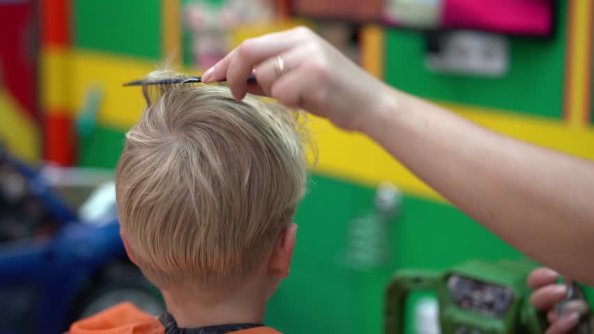 Haircut Little Boy Children's Hairdressing Salon Stock Footage Video 