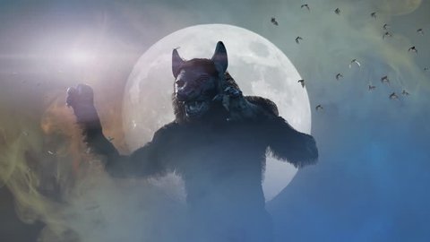 man turns into a werewolf on a dark background 3D render