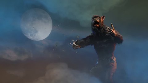 man turns into a werewolf on a dark background 3D render
