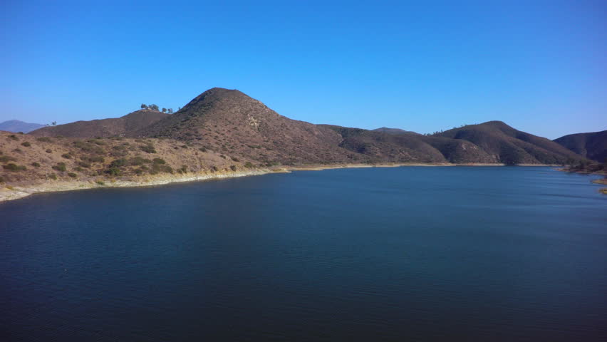 4k Aerial Footage flying over a Lake Hodges Reservoir in San Diego County, California, USA.