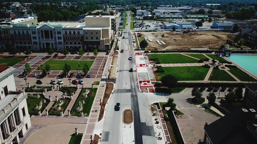 4k aerial flyover of Carmel arts district 