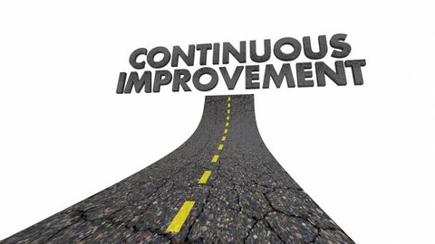 Continuous Improvement Always Getting Better Road Word 3d Animation