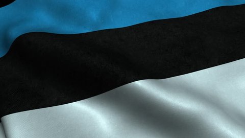 Photorealistic 4k Close up of estonia flag slow waving with visible wrinkles and realistic fabric. A fully digital rendering, 3D Animation. 15 seconds 4K, Ultra HD resolution estonia flag animation.